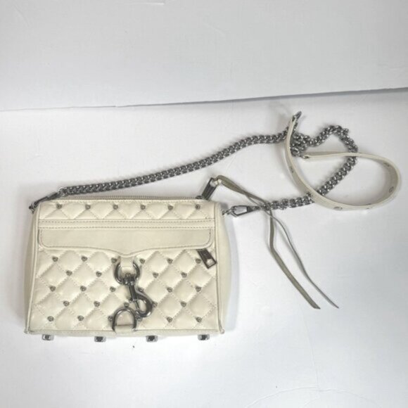 Rebecca Minkoff Studs Mini Mac Leather Crossbody Chain Shoulder Bag Zip Pocket - Picture 3 of 16